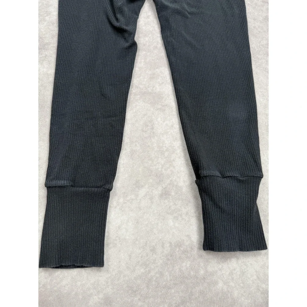 Gymshark Pants Mens Small Black Ribbed Joggers Stretch Knit Cuffed‎ Pockets Logo
